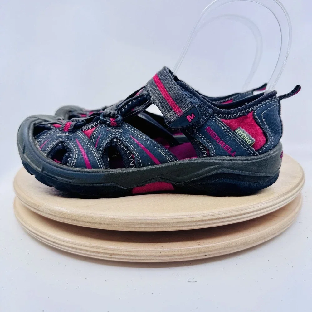 Merrell Hydro Sport Hiker Sandals Kids 13 Black Red Water Shoes Leather